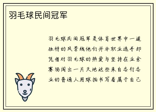 羽毛球民间冠军